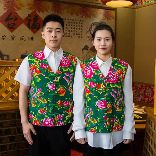 东北大花男女装盘扣马甲无袖二人转演出服背心短款铁锅炖工作装