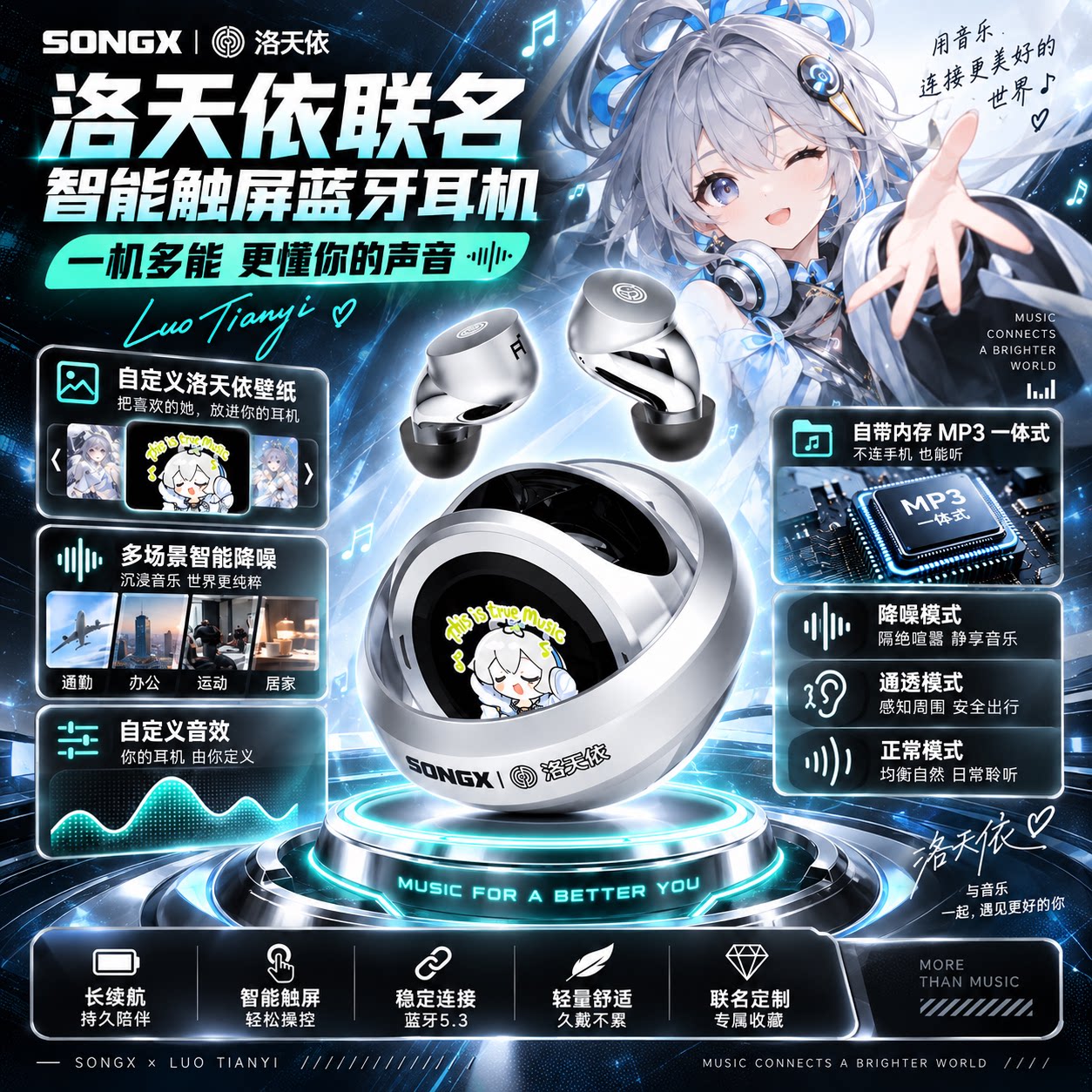 SONGX主动降噪真无线蓝牙耳机