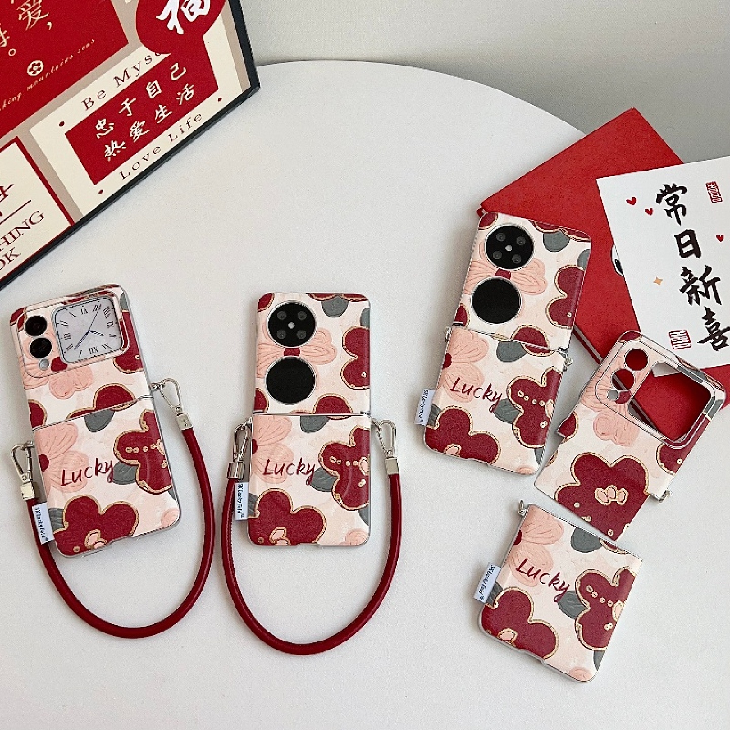 鎏金油画花朵华为Pocket2手机壳