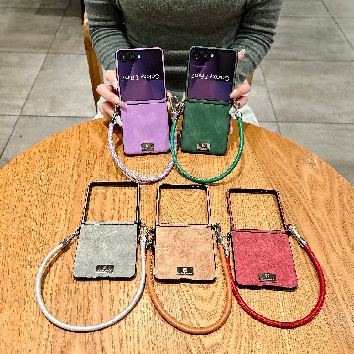 羊巴皮纹三星ZFlip7手机壳防摔