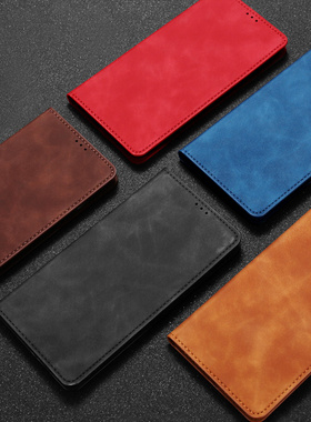 KUAIJIEWEI时尚皮纹适用三星A21S磁吸皮套 纯色Samsung A90插卡A30防摔A7 2018手机壳