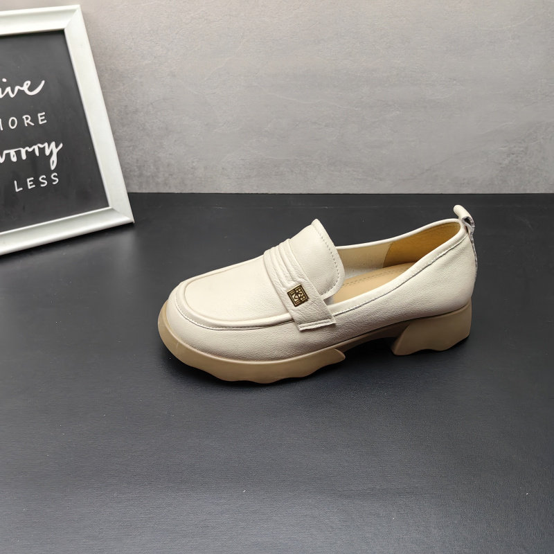 清仓2025春季真皮女鞋牛皮休闲软底低跟方跟圆头乐福鞋女单鞋,女鞋,乐福鞋（豆豆鞋）,淘宝优惠券,粉丝福利购,淘宝优惠卷