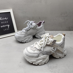 2026春秋款厚底增高小个子女生网面老爹鞋女百搭运动休闲单鞋潮鞋