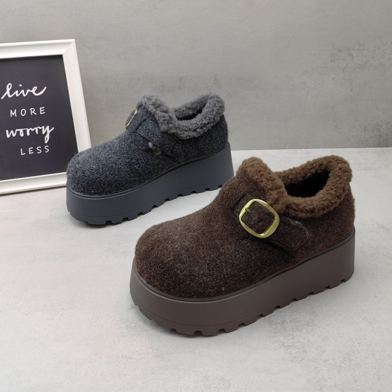 加绒保暖厚底增高女款勃肯鞋