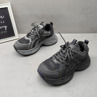 百搭休闲运动女生棉鞋 实拍2025冬款 厚底增高加绒保暖系带老爹鞋