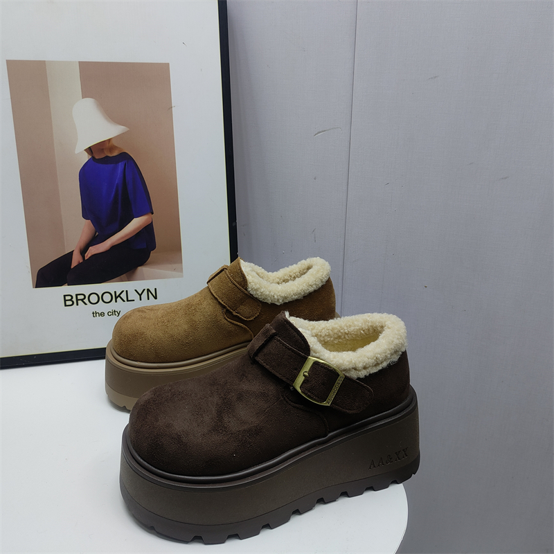 绒保暖勃肯鞋女厚底小个子增高