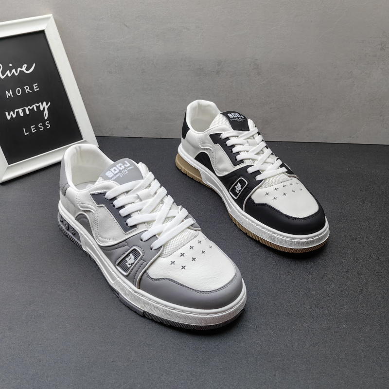 断码处理2024秋款真皮防滑软底板鞋系带小白鞋休闲皮鞋牛皮男鞋