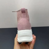 Зимние утепленные замшевые короткие сапоги на платформе со шнурками, 2020, из натуральной кожи