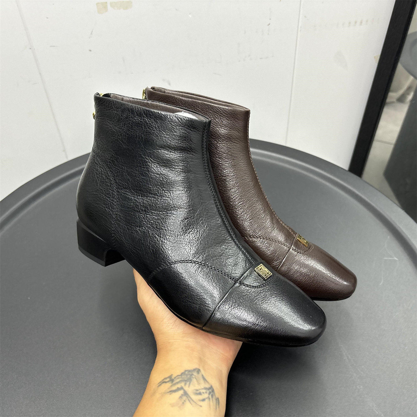 实拍2025秋冬款真皮羊皮短靴女切尔西靴粗低跟时装靴工作通勤加绒,女鞋,时装靴,淘宝优惠券,粉丝福利购,淘宝优惠卷