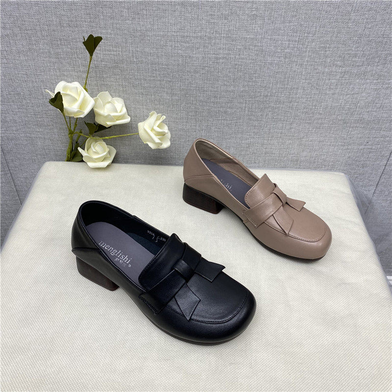 清仓2023春季真皮女鞋韩版休闲复古妈妈鞋低方跟乐福鞋牛皮女单鞋,女鞋,乐福鞋（豆豆鞋）,淘宝优惠券,粉丝福利购,淘宝优惠卷