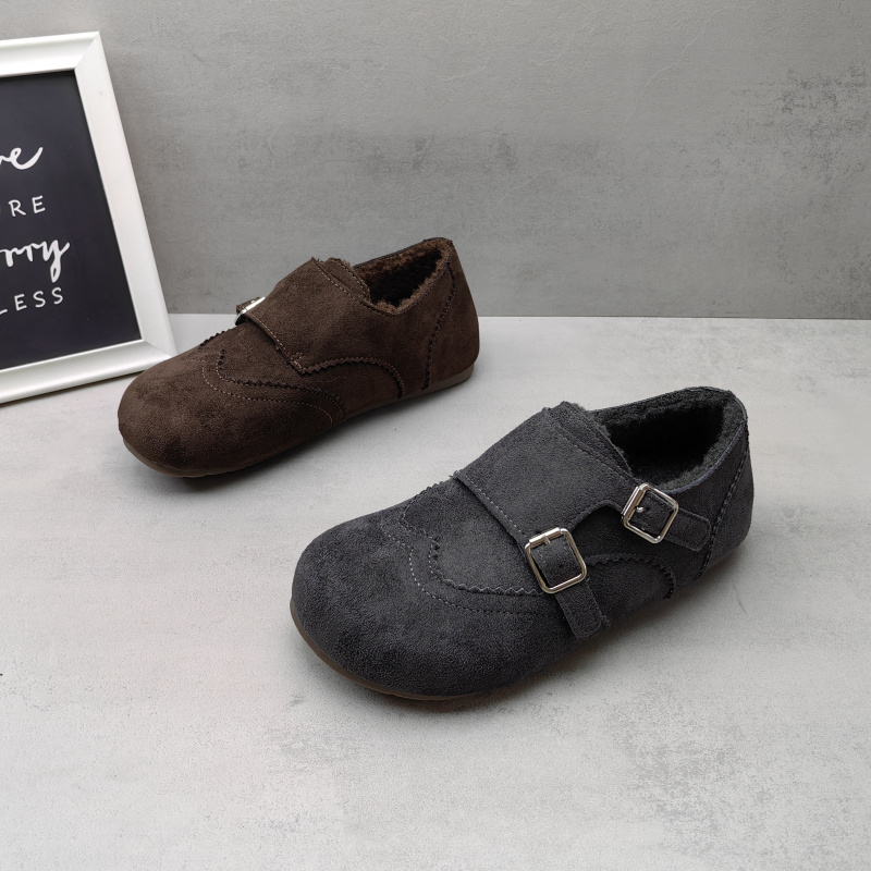 冬季加绒保暖毛毛绒面女勃肯鞋