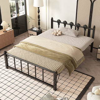 欧式铁艺床折叠床铁架床小户型出租房1.2m学生单人宿舍午休小硬床