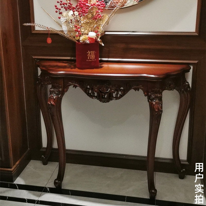美式玄关柜桌子靠墙欧式轻奢风门厅奢华半圆置物架新中式条案供桌