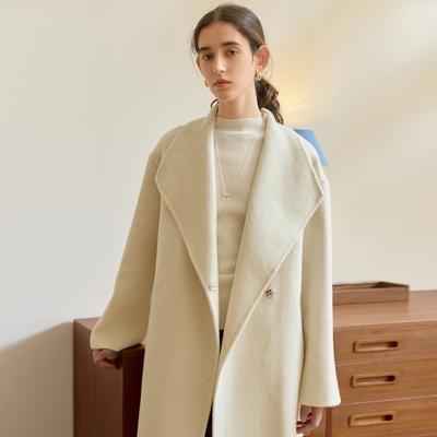 双面呢天蚕丝中长款韩系羊毛大衣
