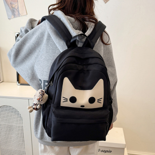 双肩包可爱猫咪韩版ins大容量百搭休闲大学生少女书包学生背包潮