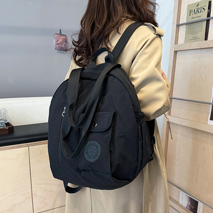 秋冬大容量双肩背包女2026新款纯色牛津布大学生单肩包百搭旅行袋