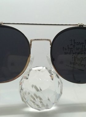 墨镜复古风淡金色圆形翻盖太阳镜