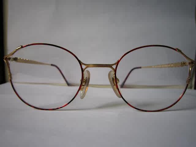 90年代 日本 24K镀金 精致复古 眼镜 平面镜 女