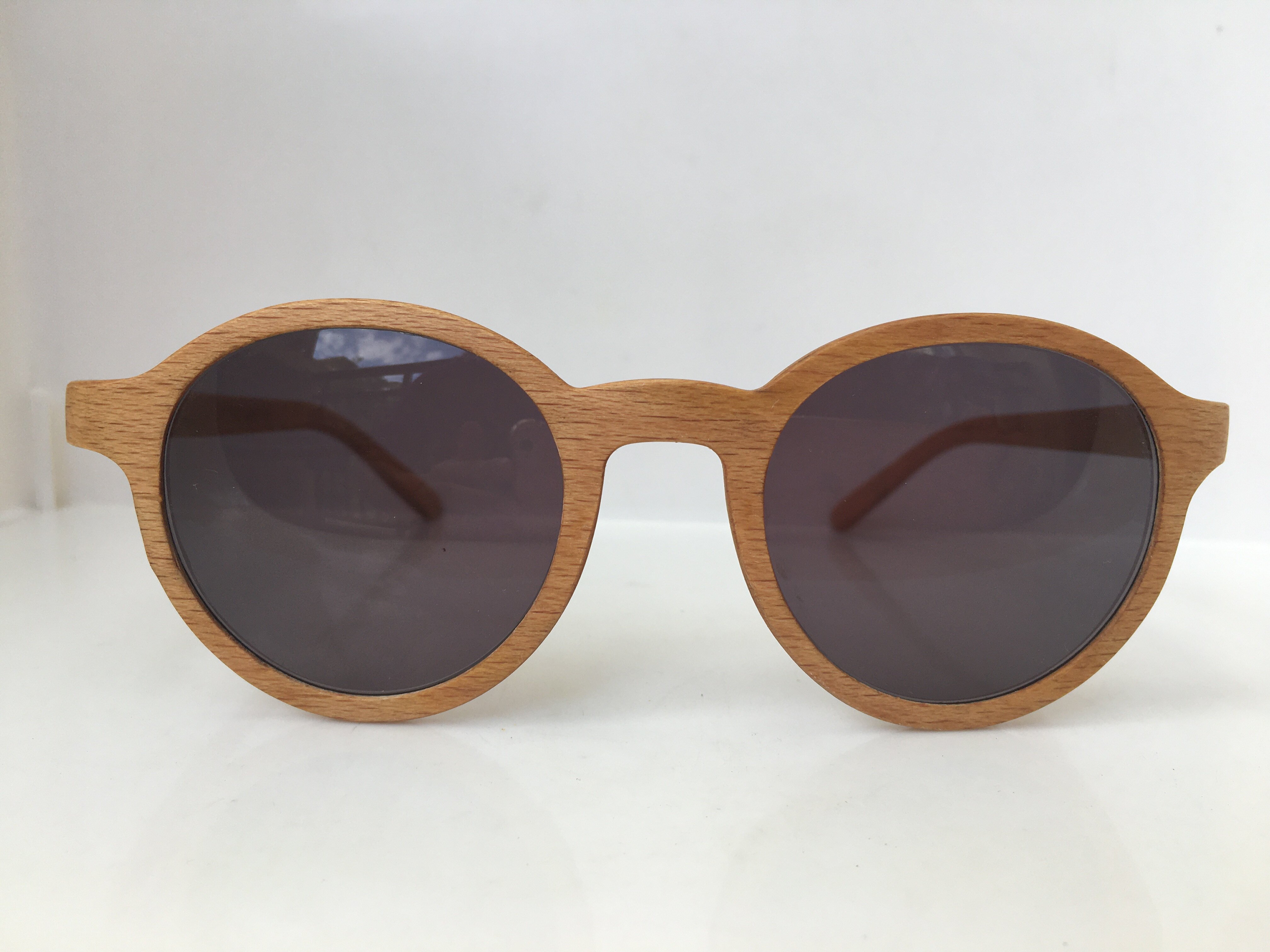 原木颜色实木太阳镜圆框墨镜