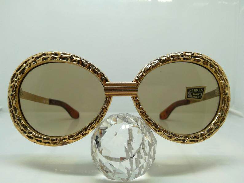 60年代末 女 塑钢 太阳镜 玻璃镜片 法国