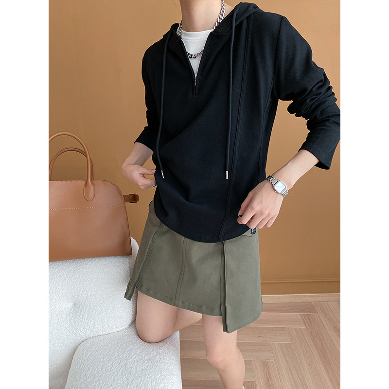 司南 时髦解构设计 随性拉链打底衫套头卫衣2025秋冬新款 SN5042