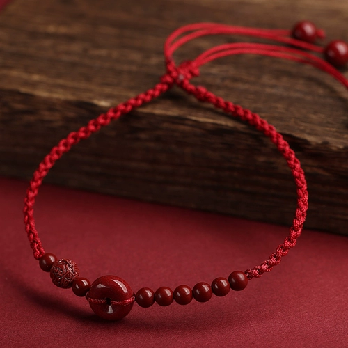 Защитный амулет, пряжка, браслет на ногу, браслет с одной бусиной, натуральный браслет из красной нити, оберег на день рождения, официальный продукт, цвета киновари
