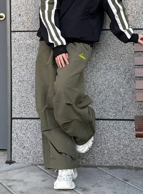 Adidas/阿迪达斯 GALI同款 伞兵直筒 宽松 松紧腰工装长裤 JD5416