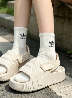 Adidas 三叶草 ADILETTE 22 XLG厚底增高溯溪一字带凉拖鞋 IE5651