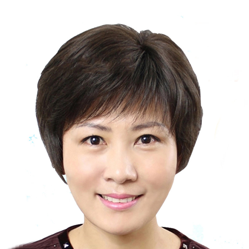 全真人发时尚妈妈发好打理假发女短发短卷发中老年蓬松自然bobo头