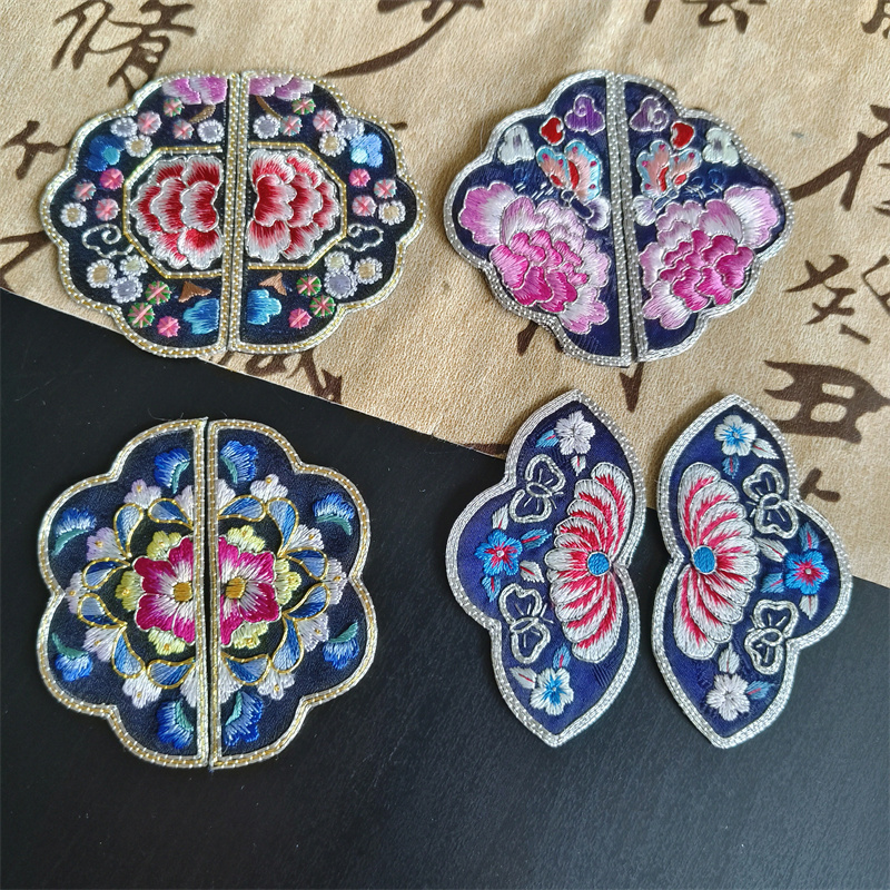 DIY布贴口金包绣片压襟项链古风