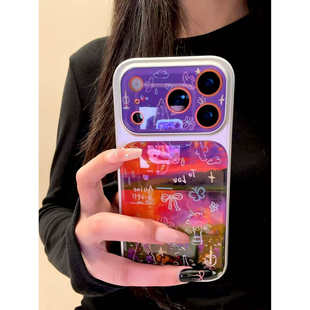 磁吸款ins氛围感紫霞花海适用iPhone17苹果16ProMax手机壳新款15全包14p女16promax/17promax潮流百搭手机壳
