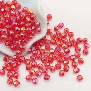 6mmAB彩角珠新款亚克力塑料透明整圆直孔AB彩手工饰品配件DIY彩珠