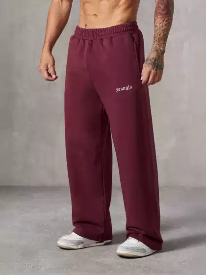 YONGLA Embroidered American New Men's Sports Pants, Slow Running, Muscle Fitness, Straight Leg Casual Pants