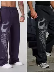 Youngla Men's Loose-Fitting American-Style Trendy Wide-Leg Straight-Leg Workout Pants for Fitness and Bodybuilding, Versatile 2025