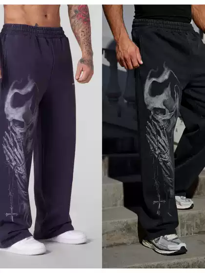 Youngla Men's Loose-Fitting American-Style Trendy Wide-Leg Straight-Leg Workout Pants for Fitness and Bodybuilding, Versatile 2025