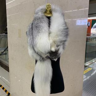 自然十字狐围脖整只狐狸毛皮草整张真毛领子冬天百搭加厚保暖围巾