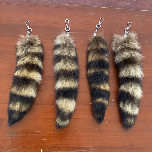 个性简约北美小浣熊尾巴挂件饰品汽车钥匙扣吊坠毛绒包包真毛挂饰