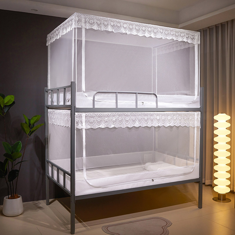 学生宿舍上下铺蚊帐白色透明0.9寝室专用一体式拉链90宽190长90高