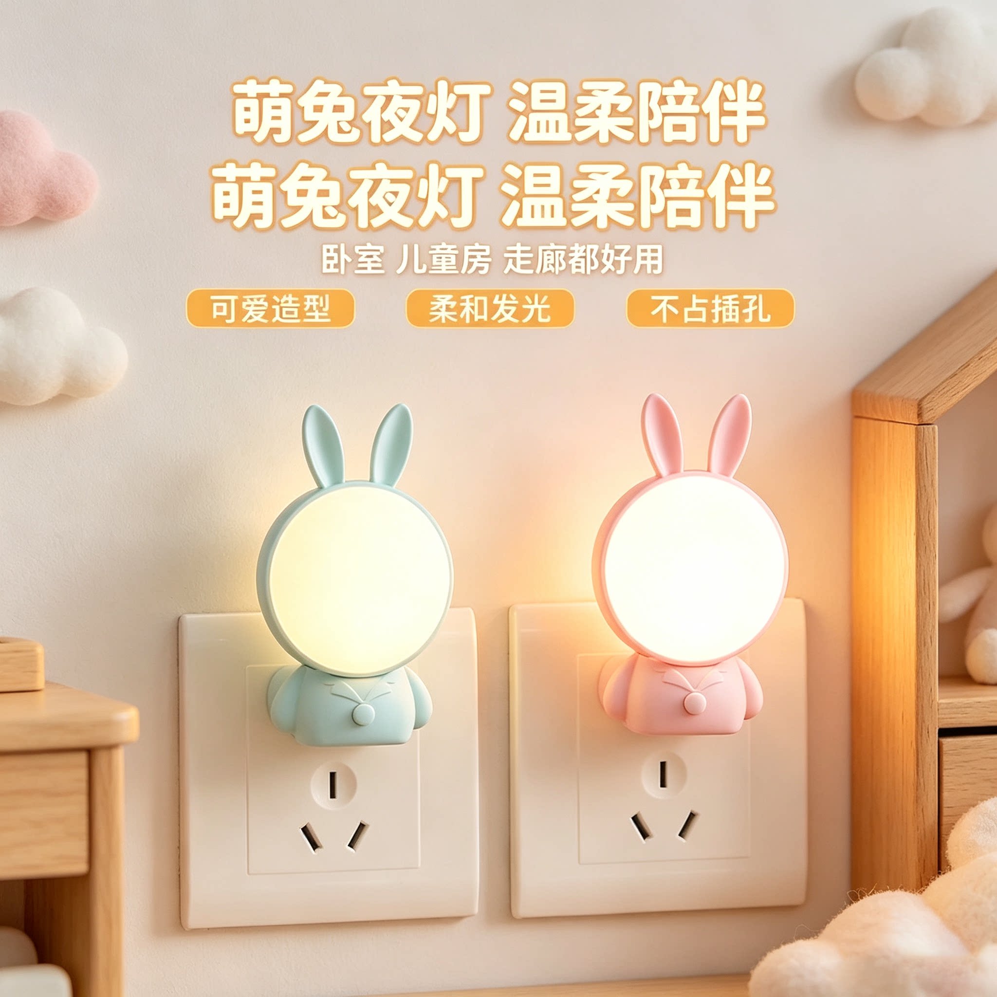 小夜灯LED冷暖护眼创意荧光灯小夜灯