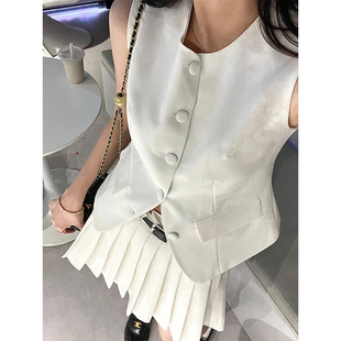 奢级马甲三件套高級骨感面料重工时尚套装名媛小香风西装套装裙女