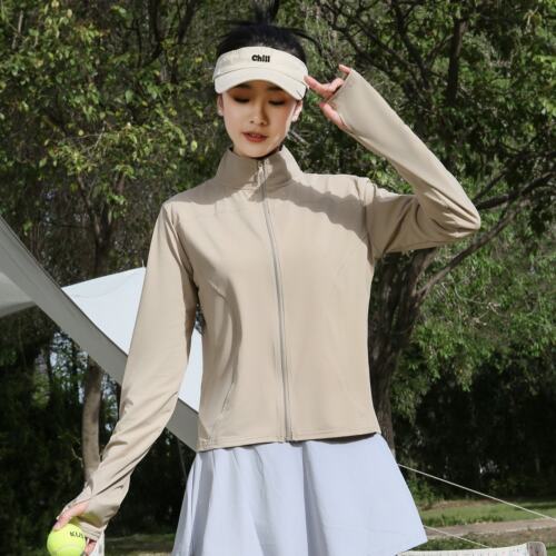冰丝防晒衣女2025新款夏季修身立领外套透气防紫外线UPF50+瑜伽服