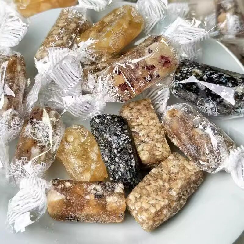 苏州美食特产采芝斋新年糖果玫瑰 芝麻花生黑芝麻软松糖儿时回忆