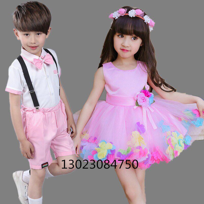 六一幼儿园节目表演服装男生女生粉色礼服小班可爱舞蹈合唱花仙子