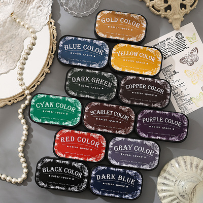 彩色空间复古速干手帐印章印台个性彩色大尺寸水性油墨印泥