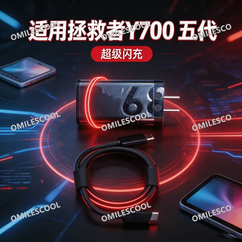 适用联想拯救者y700五代平板充电器68W快充数据线y900小新PadPro/Y70/Y90快充插头充电线