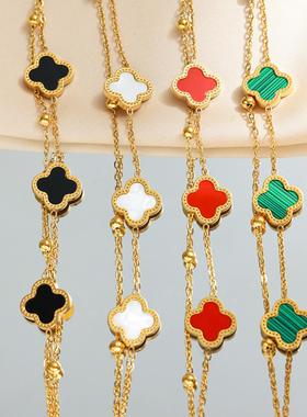 四叶草18k钛钢轻奢女手链