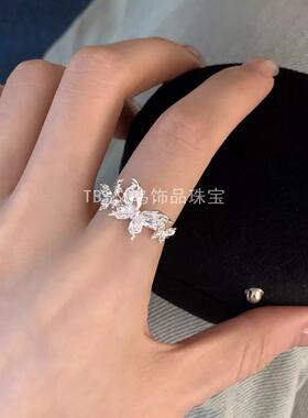 轻奢小众蝴蝶水钻食指戒｜温柔