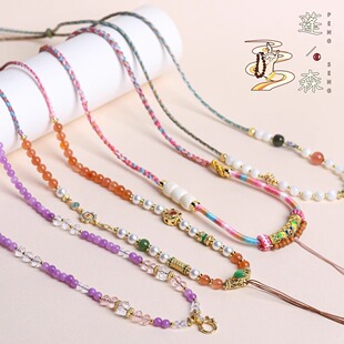 高端藏式手绳手工编织绳项链绳蜜蜡和田玉唐卡万能吊坠男女饰品绳