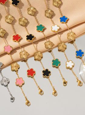 钛钢幸运草手链女轻奢饰品