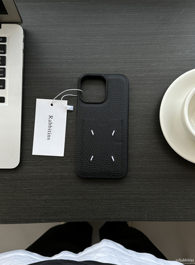 小众潮牌极简四角缝线马吉拉皮纹插卡17pro适用iPhone16promax苹果15promax手机壳全包14pro防摔硬13新款